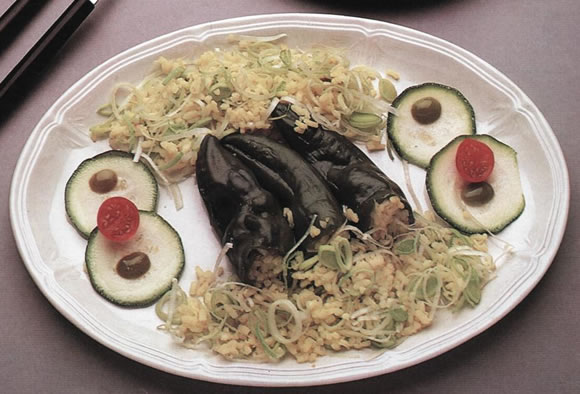 Pimientos rellenos de arroz